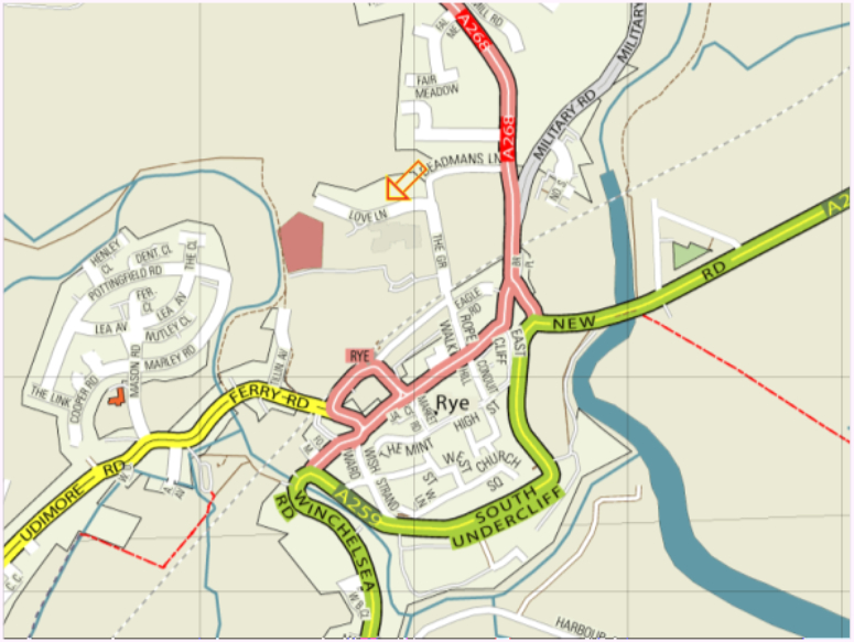 Map Showing the location of The Milligan Theatre, Rye
