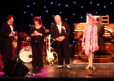 Andy, Anneliese, Des, Cherry and Michael with their jars of RWA Marmalade! - RWA Old Time Music Hall - February 2014
